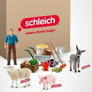 Schleich farmer farm barnyard animals garden tools vegetable 19 piece play set
